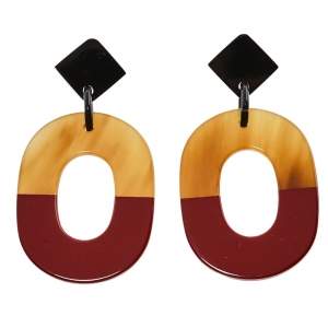 Pre Owned Hermes Isthme Lacquered Buffalo Horn Drop Earrings