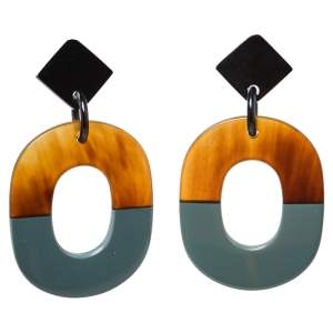 Pre Owned Hermes Isthme Lacquered Buffalo Horn Drop Earrings