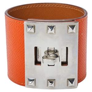 Pre Owned Hermès Orange Leather Extreme Kelly Bracelet S