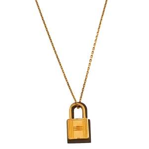 Pre Owned Hermès Étoupe Swift Leather Small O'Kelly Pendant Necklace 