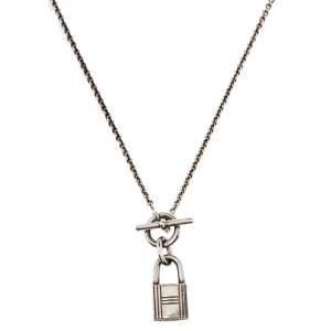 Pre Owned Hermes Cadenas Kelly Sterling Silver Pendant Necklace