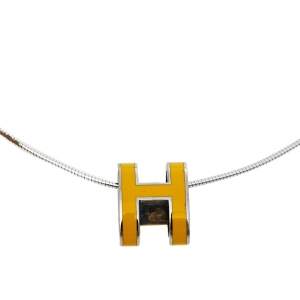 Pre Owned Hermès Pop H Yellow Lacquer Pendant Sterling Silver Necklace