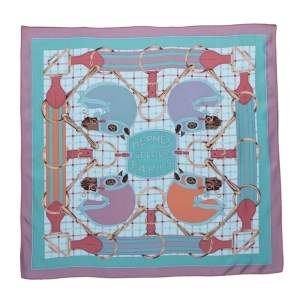 Pre Owned Hermès Pale Blue Tatersale Silk Scarf