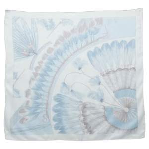 Pre Owned Hermès Pearl White Brazil Detail Silk Scarf