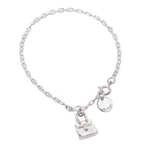 Pre Owned Hermès Mini Birkin Amulette Sterling Silver Bracelet ST