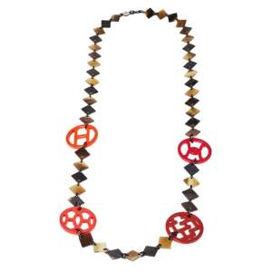 Hermès Brown Horn & Lacquered Lena Necklace