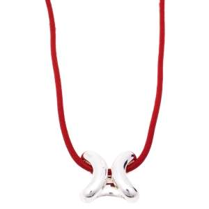 Pre Owned Hermès Sterling Silver Lima Pendant Cord Necklace