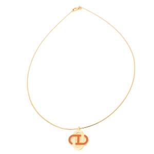 Hermès Gold Plated Lacquer Isatis Pendant Necklace