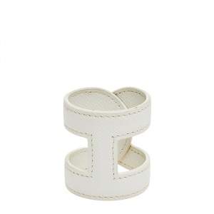 Pre Owned Hermes Ano White Leather Cuff Bracelet 