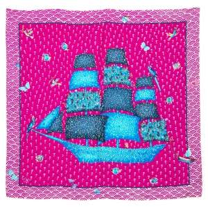 Pre Owned Hermes Fuschia Pink/Purple Bateau Fleuri Silk Square Scarf