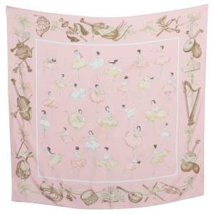 Pre Owned Hermès Pale Pink La Danse Silk Scarf 