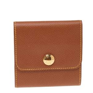 Pre Owned Hermes Brown Epsom Leather Post It Note Holder