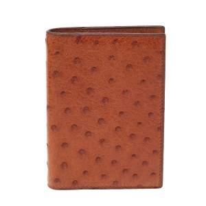 Pre Owned Hermes Brown Ostrich Leather Agenda/Notebook Cover