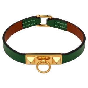 Hermes Micro Rivale Green Leather Bracelet S