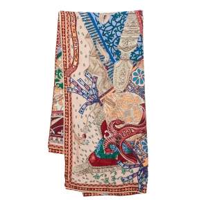 Pre Owned Hermés Multicolor Cavaliers Du Caucase Cashmere & Silk Scarf 