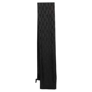 Pre Owned Hermés Black Silk and Wool Faconnee Grand H Pattern Scarf