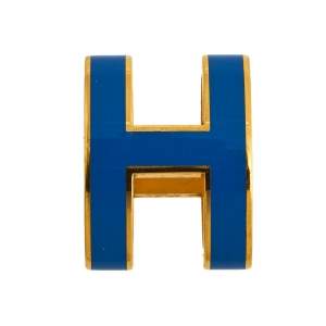 Hermès Pop H Gold Plated Blue Lacquer Pendant