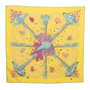 Pre Owned Hermès Yellow Chemins de Corail Silk Scarf