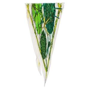 Pre Owned Hermés Cream Jardin Creole Printed Silk Plisse Scarf