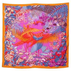 Pre Owned Hermès Multicolor Flamingo Party Silk Scarf