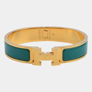 Pre Owned Hermes Clic H Malachite Narrow Bracelet 18cm