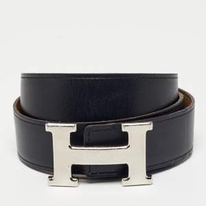 hermes black and silver belt