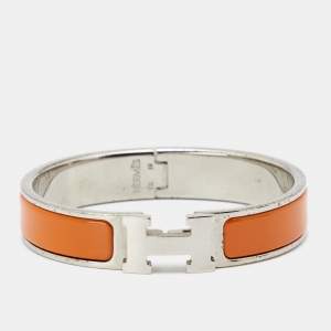 Hermes Clic H Orange Enamel Palladium Plated Bracelet