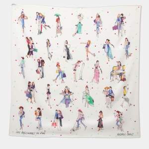 Pre Owned Hermès Off- White Les Parisiennes De Kiraz Silk Scarf