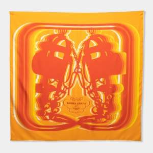Pre Owned Hermès Orange Brides de Gala Shadow Silk Scarf