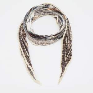 Pre Owned Hermès Ivory Sous Le Cedre Silk Plisse Scarf