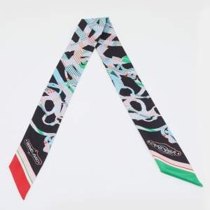 Pre Owned Hermès Black Cavalcadour Silk Twilly