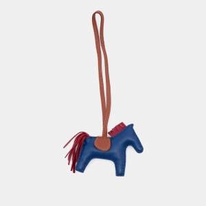 Pre Owned Hermes Bleu De Malte/Rubis/Fauve GriGri Rodeo Bag Charm PM