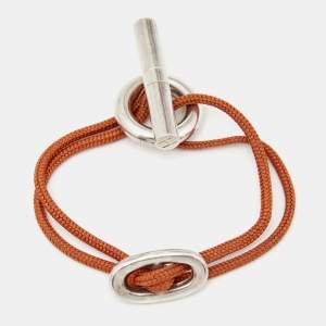 Pre Owned Hermès Skipper Sterling Silver Orange Cord Toggle Bracelet