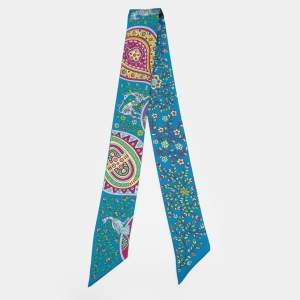 Pre Owned Hermes Blue L'Arbre de Vie Silk Twilly