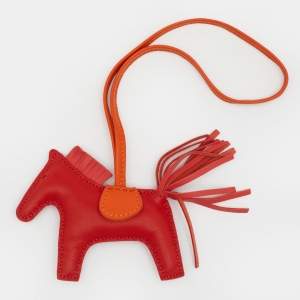 Pre Owned Hermes Red/Orange Rodeo Bag Charm PM
