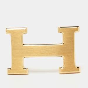 Pre Owned Hermès Brushed Gold Plated H Belt Buckle