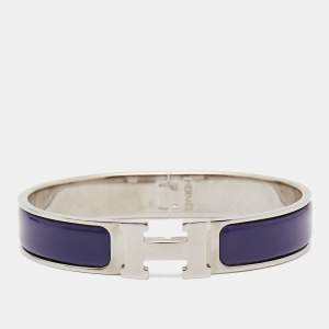 Hermes Clic H Purple Enamel Palladium Plated Bracelet 