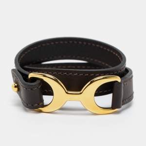 Hermes Chamonix Leather Gold-Plated Bracelet