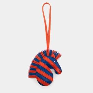 Pre Owned Hermes Bleu France/Orange Poppy/Mauve Sylvestre Milo Lambskin Geegee Savannah Bag Charm