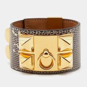 Pre Owned Hermès Desert Lizard Leather Collier De Chien Bracelet S 