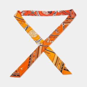 Pre Owned Hermès Orange Couvertures Et Tenues Maxi Slim Twilly 