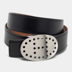 Hermes Gold/Black Box and Clemence Leather Mirage Reversible Belt 85CM
