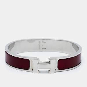 Hermes Clic H Brown Enamel Palladium Plated Bracelet