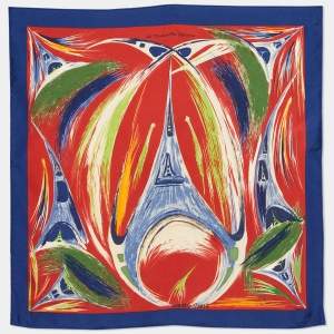 Hermes Multicolor La Tour Eiffel Sénvole Printed Silk Square Scarf