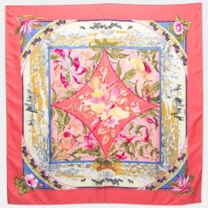 Hermes Pink Tropiques Silk Square Scarf