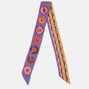 Hermes Purple Belles Du Mexique Silk Twilly