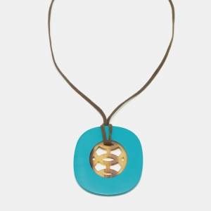 Hermes Green Horn & Lacquer Lift Pendant Necklace