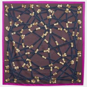 Hermes Brown Tres Kelly Printed Silk Square Scarf