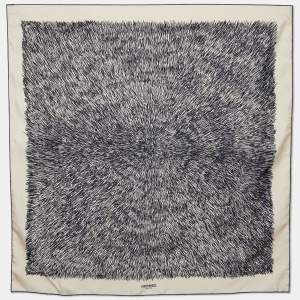 Hermes Cream Scribble Printed Silk Square Scarf