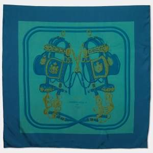 Hermes Green Brides Et Gala Printed Silk Dip Dye Scarf